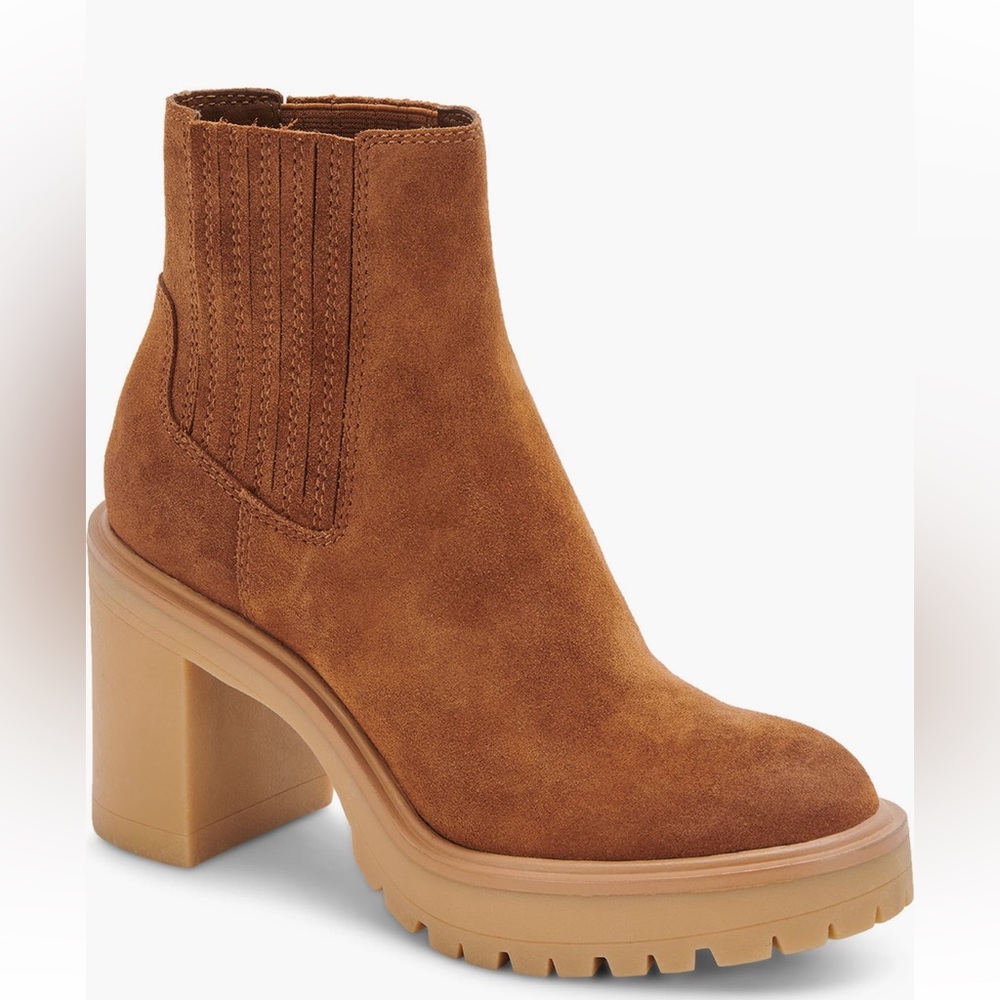 Dolce Vita Caster H2O Lug Sole Bootie Camel-Brown Heel
